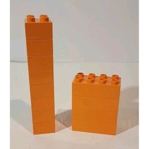 LOT of 12 DUPLO Orange Blocks Lego Bricks (8) 2x2  (4)‎ 2x4 Flat